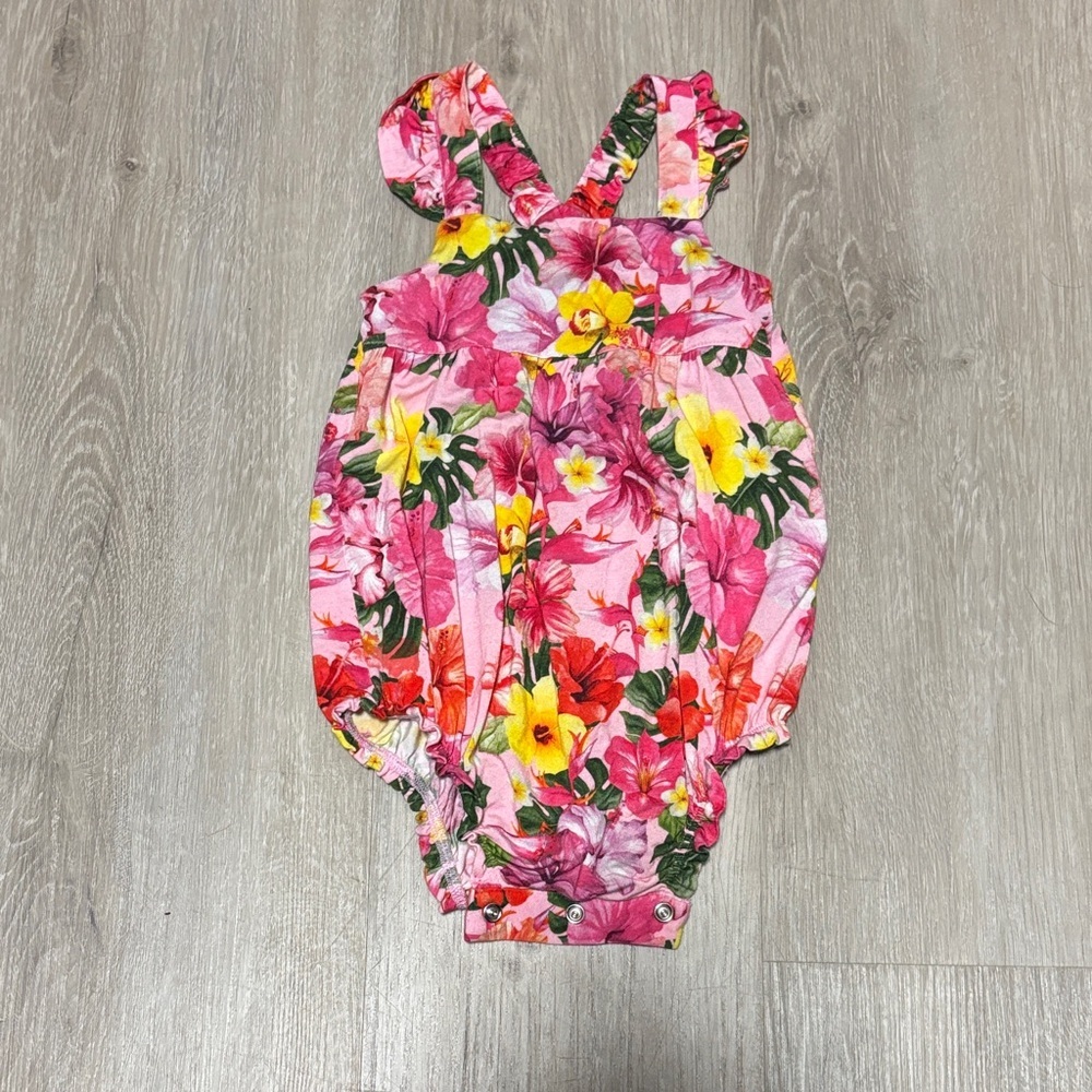 Posh‎ Peanut Pink and White Floral Baby Bodysuit